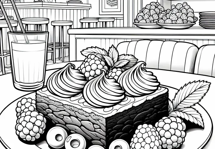 Брауни в качестве десерта: Бесплатная раскраска