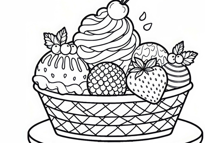 Glace comme dessert – modèle à colorier et à télécharger