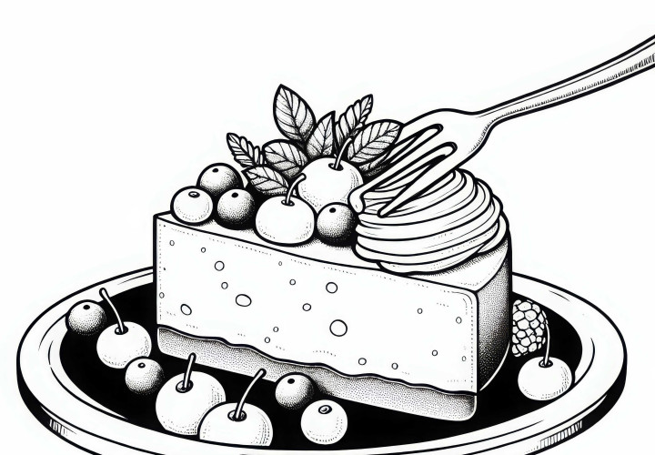 Cheesecake en dessert - Téléchargez gratuitement et coloriez en ligne