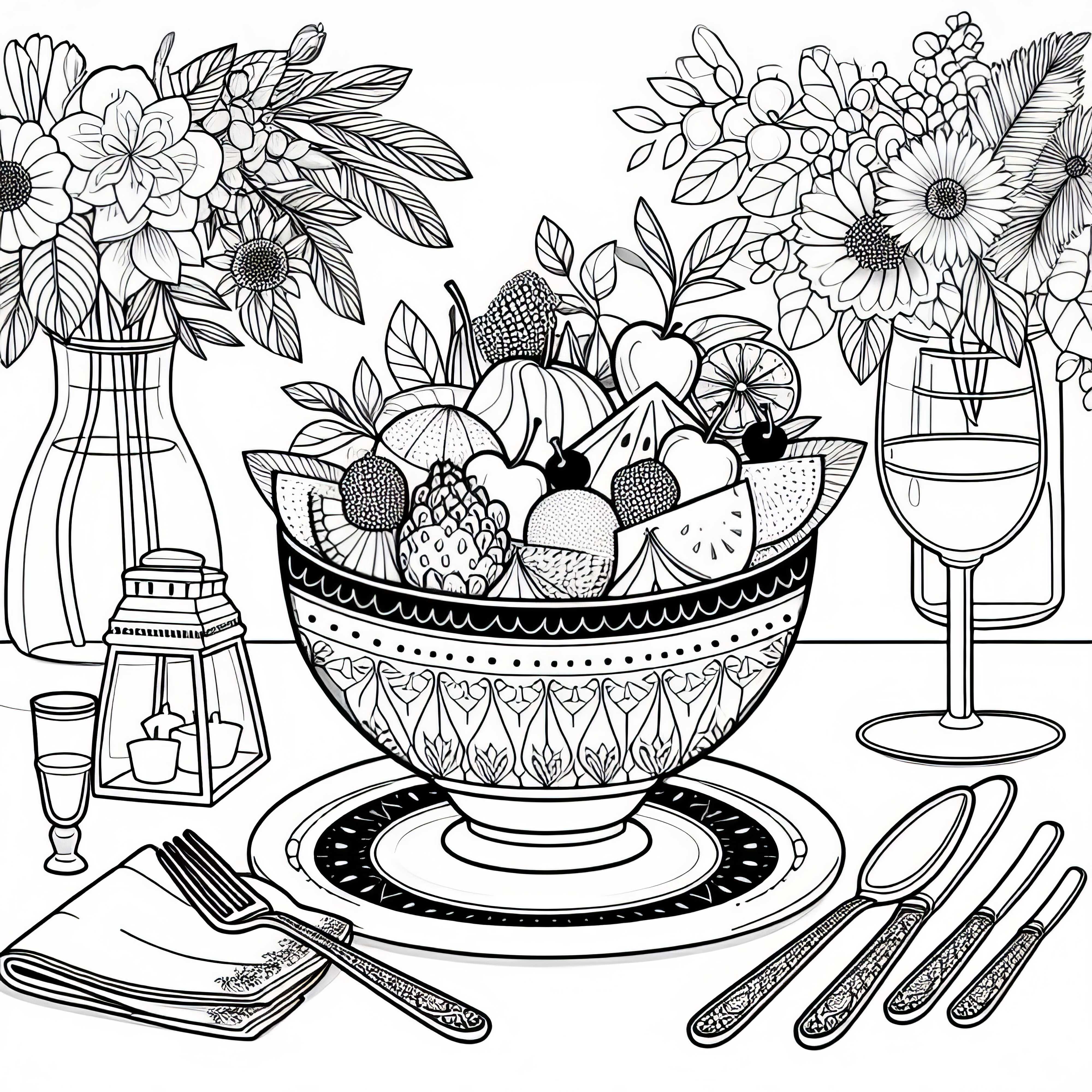 Salade de fruits en dessert - Dessin à colorier gratuit à télécharger Salade de fruits en dessert - Image à colorier gratuite à télécharger