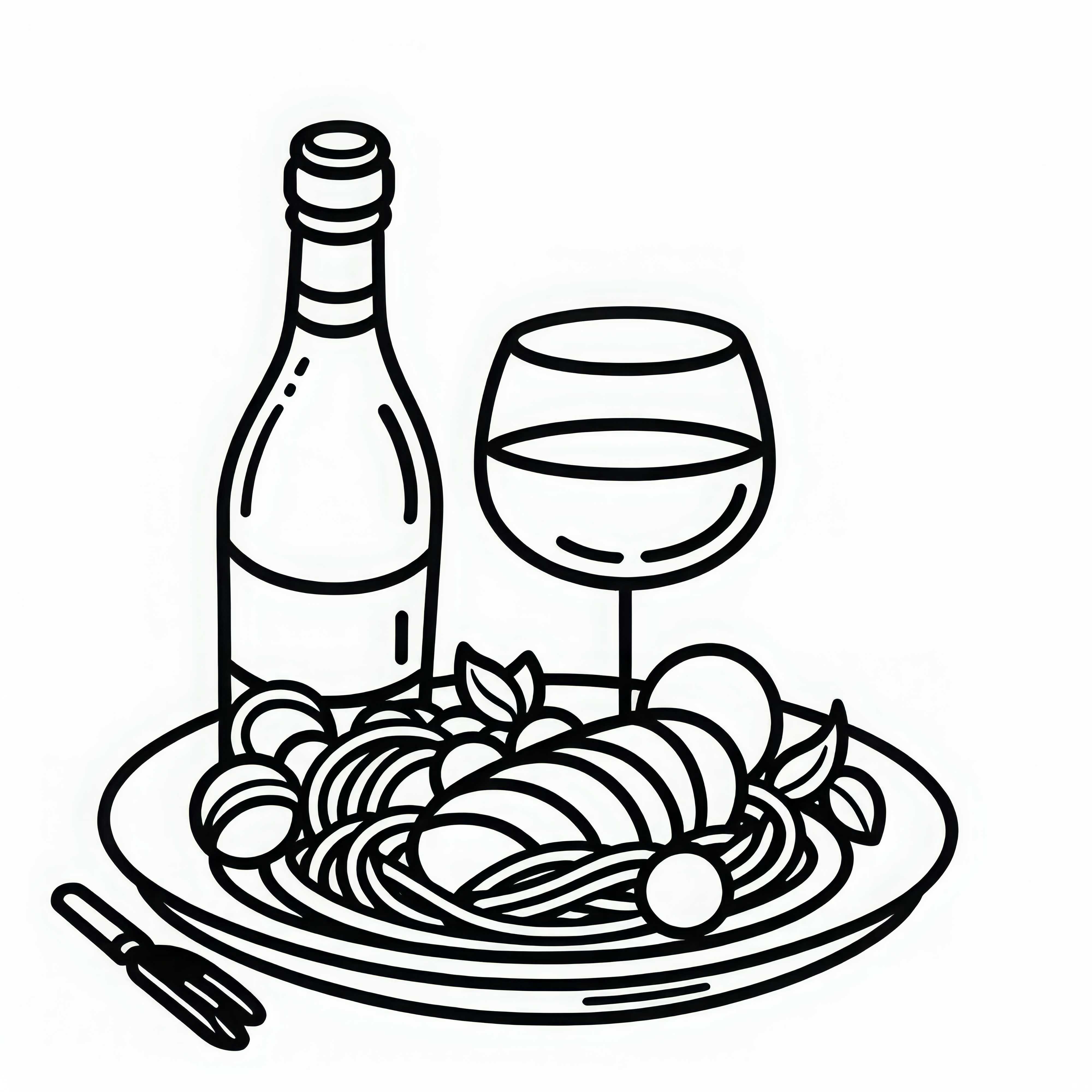 Вино как напиток к еде – Раскраска бесплатно Вино как напиток к еде – раскраска бесплатно