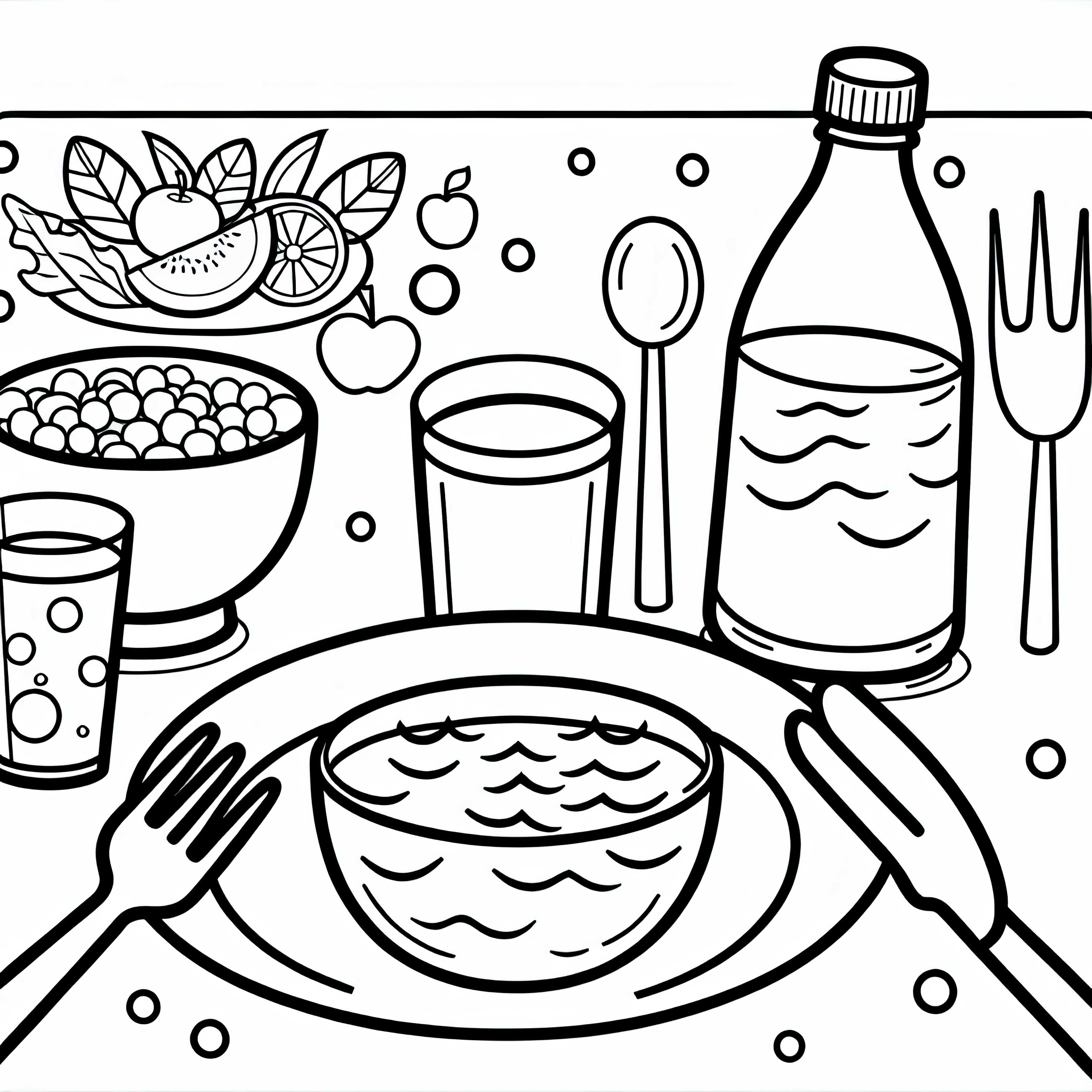 Вода как напиток к пище – раскраска для раскрашивания Вода как напиток к еде – раскраска для раскрашивания