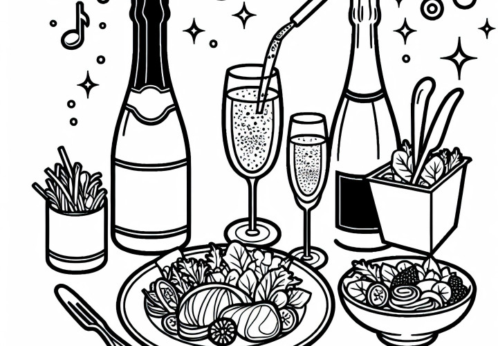 Шампанское как напиток к еде – Раскраска бесплатно