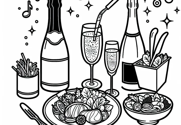 Шампанское как напиток к еде – Раскраска бесплатно