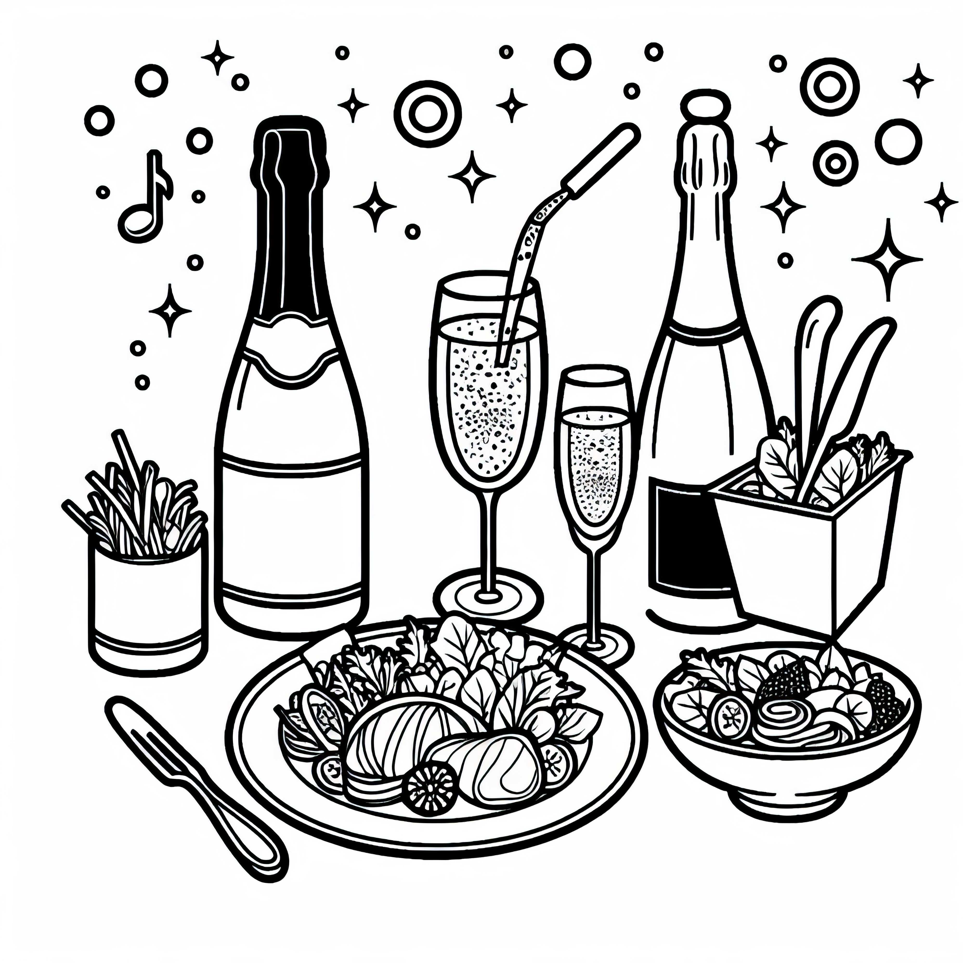 Шампанское как напиток к еде – раскраска бесплатно Шампанское как напиток к еде – раскраска бесплатно