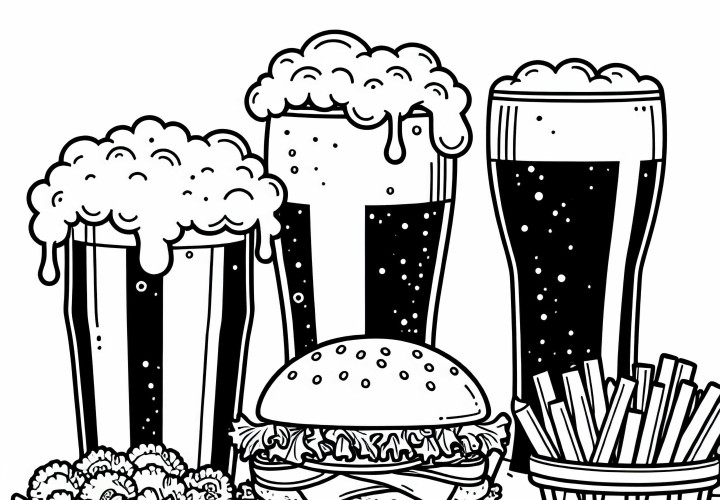 Раскраска пива как напитка к еде – Бесплатное изображение для скачивания