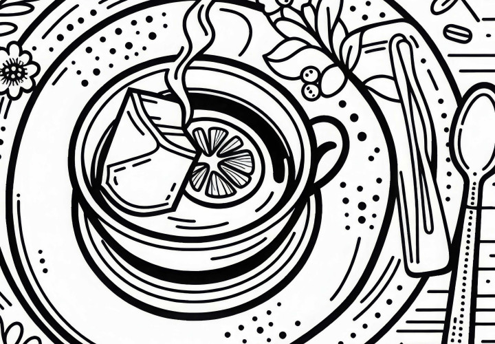 Чай как напиток к еде – Раскраска бесплатно