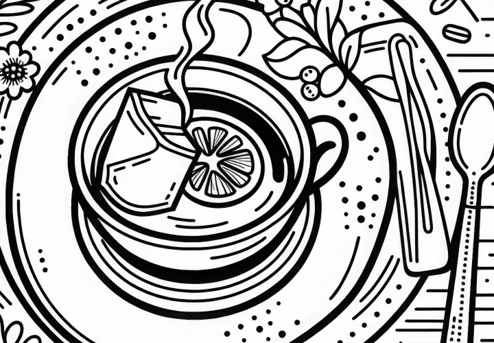 Чай как напиток к еде – Раскраска бесплатно