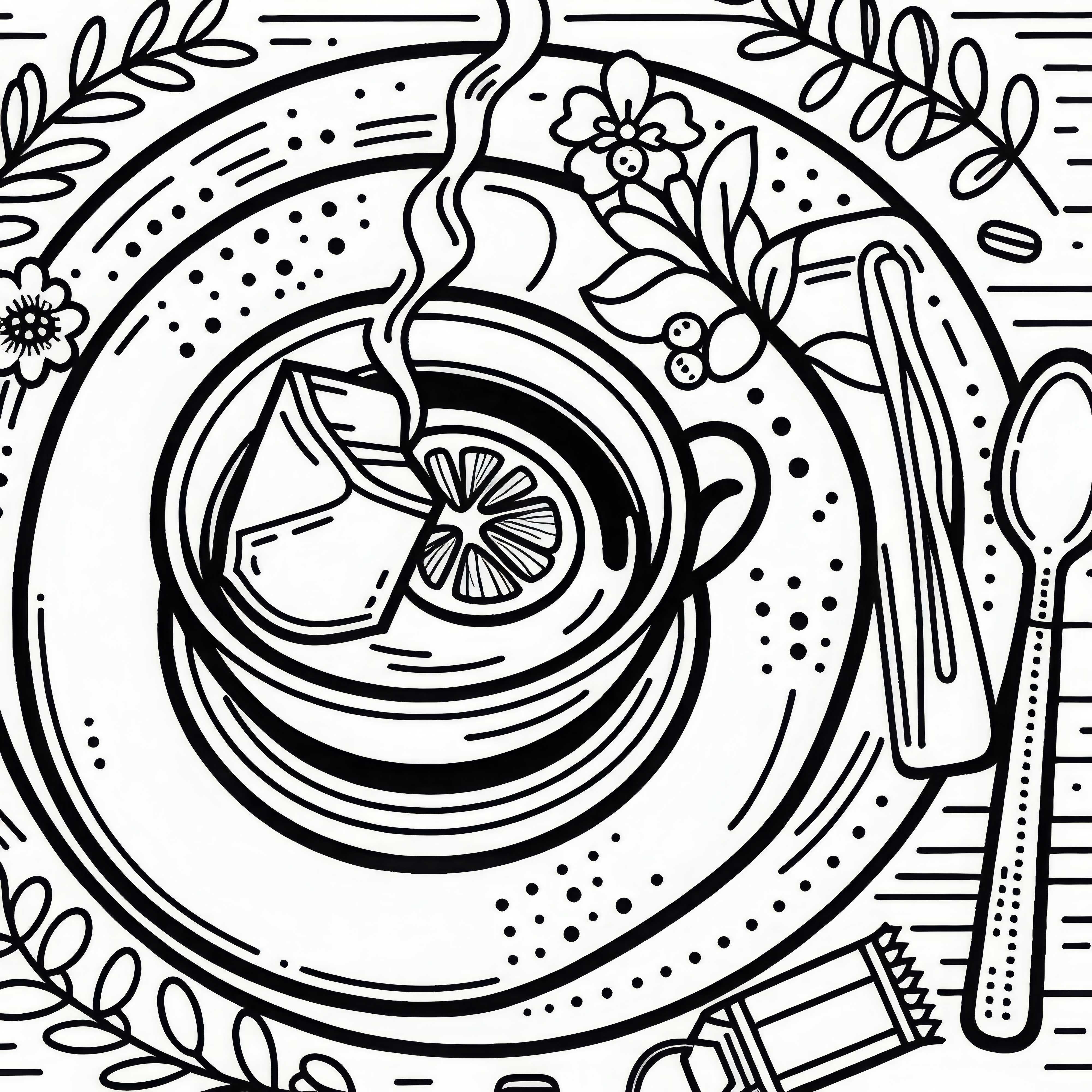 Чай как напиток к еде – Раскраска бесплатно Чай как напиток к еде – бесплатно раскраска