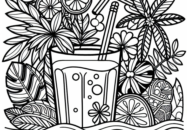 Сок как напиток к еде - раскраска бесплатно