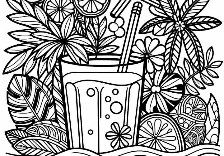 Сок как напиток к еде - раскраска бесплатно