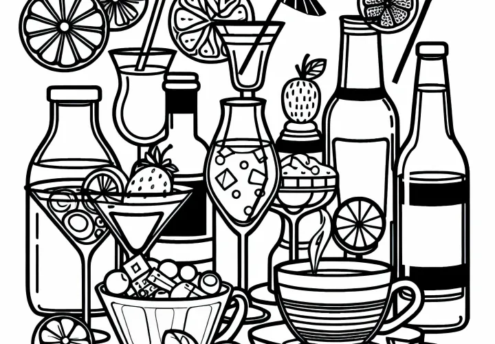 Коктейли как напитки к еде – бесплатный раскраски