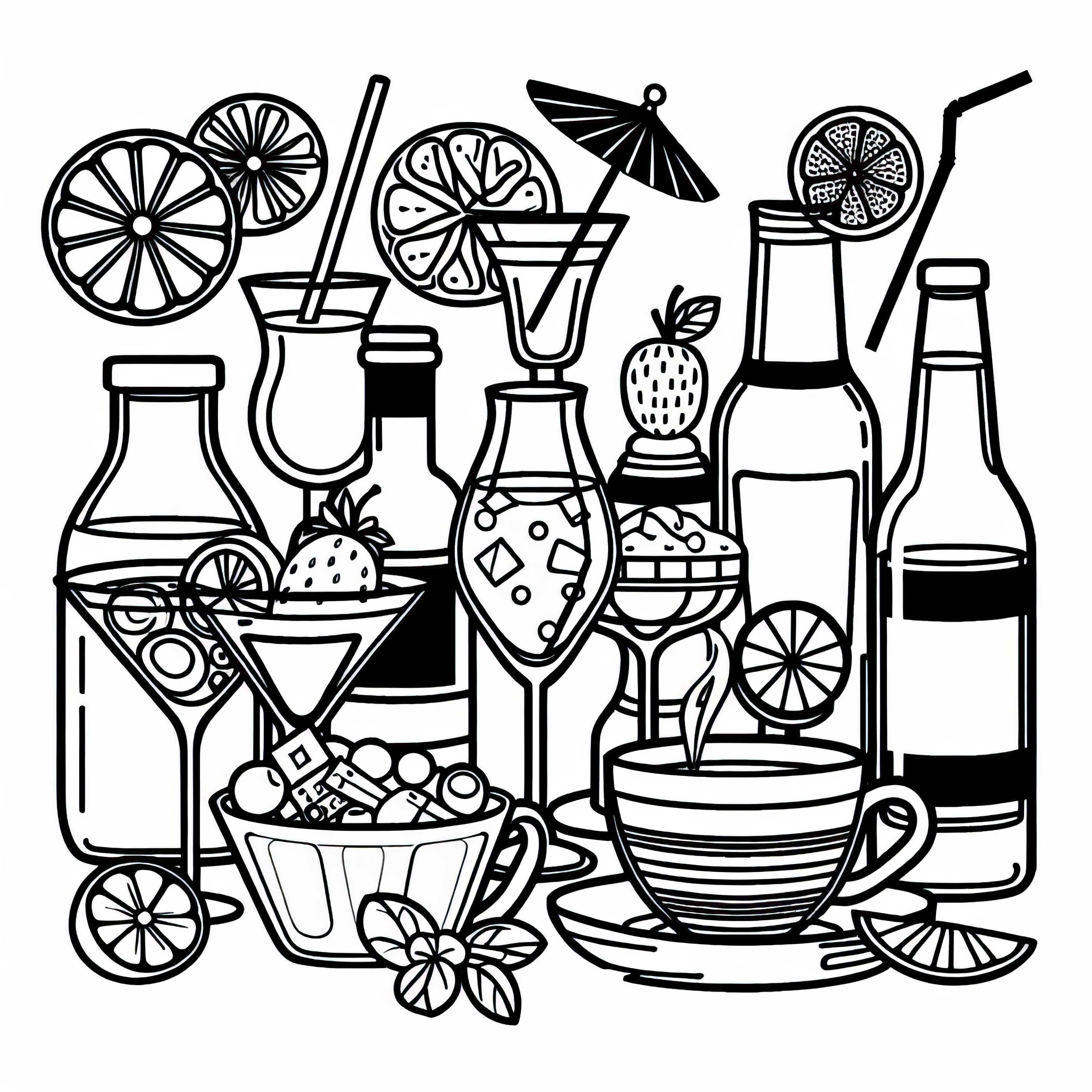 Коктейли как напитки к еде – бесплатная раскраска Коктейли как напитки к еде – Бесплатная раскраска