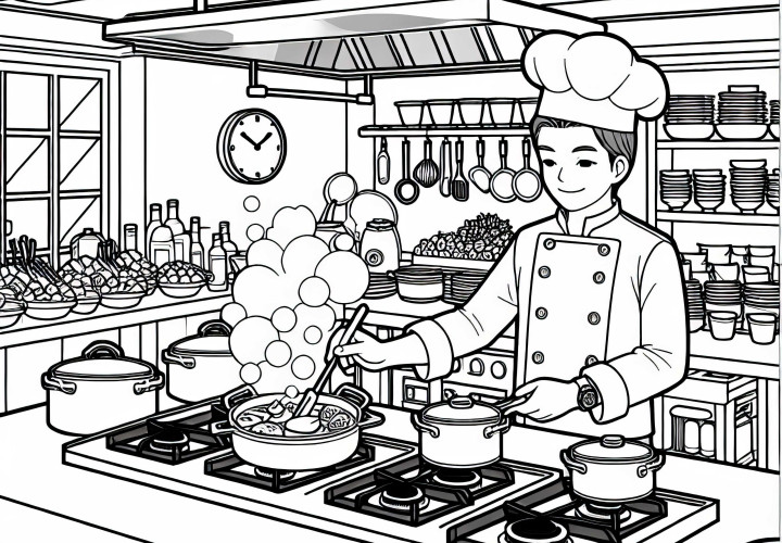 Раскраска из кухни ресторана – бесплатная загрузка