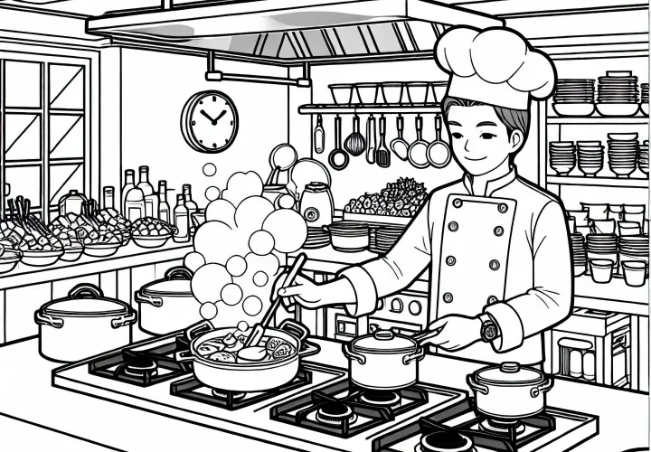 Раскраска из кухни ресторана – бесплатная загрузка