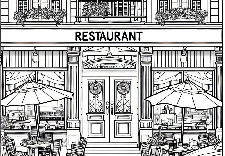 Рисунок ресторана снаружи для раскрашивания бесплатно – Скачайте сейчас и раскрашивайте онлайн