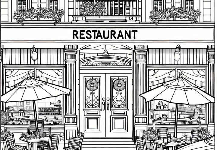 Рисунок ресторана снаружи для раскрашивания бесплатно – Скачайте сейчас и раскрашивайте онлайн