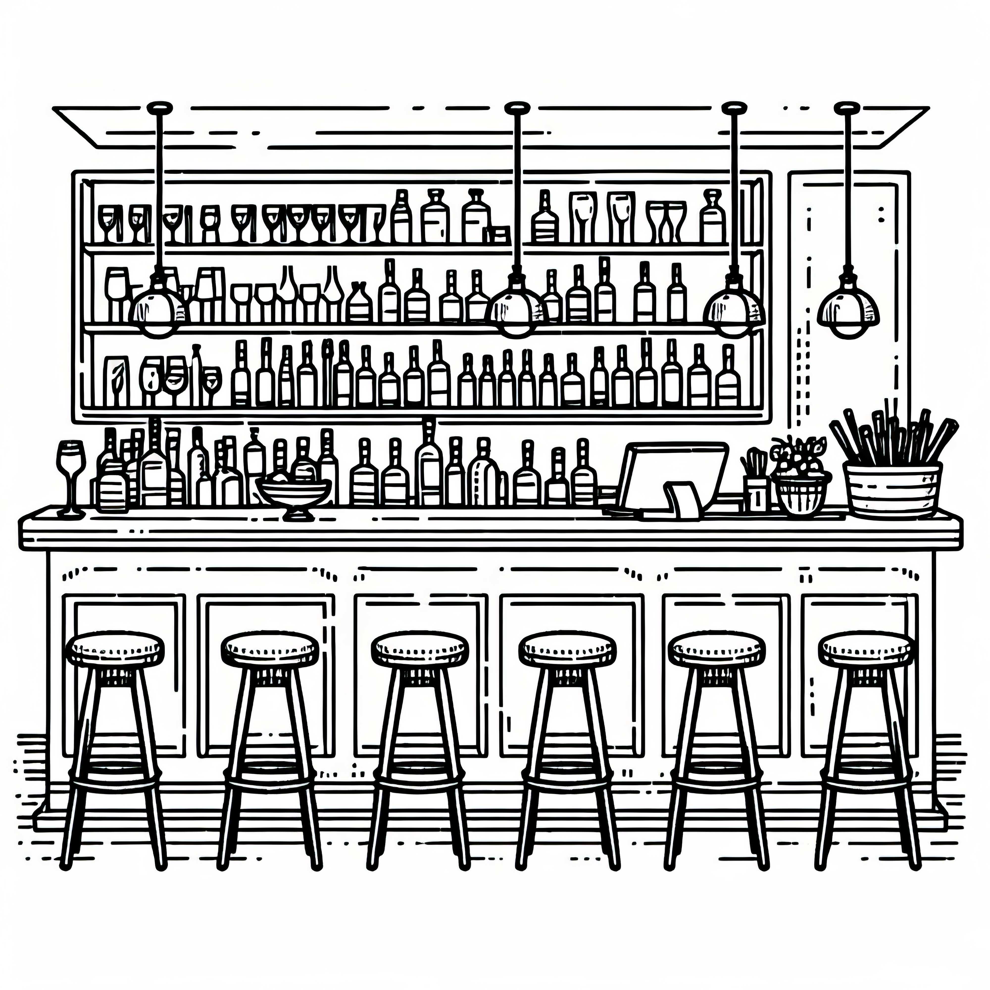 Бар в ресторане: Бесплатный раскраска Бар в ресторане: Бесплатная раскраска
