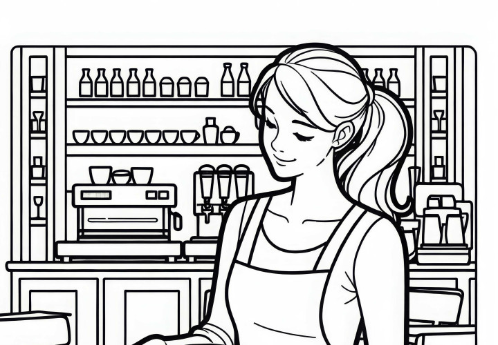 Обслуживание в кафе – Бесплатно скачать раскраску