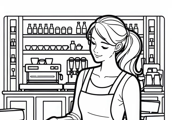 Обслуживание в кафе – Бесплатно скачать раскраску