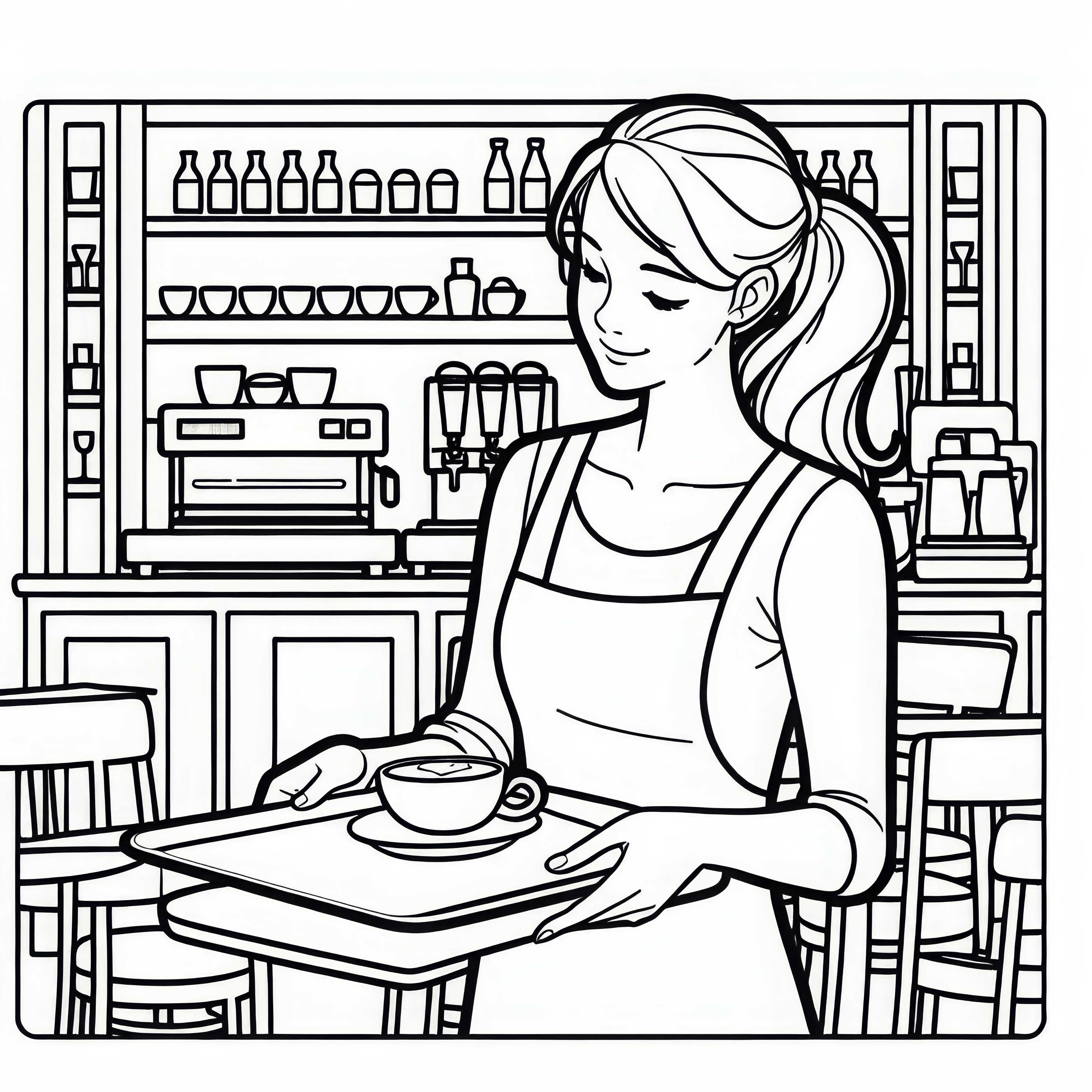 Обслуживание в кафе – скачать раскраску бесплатно Обслуживание в кафе – скачать раскраску бесплатно