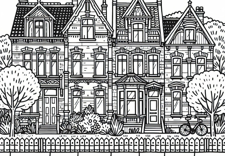 Free Townhouse Coloring Page