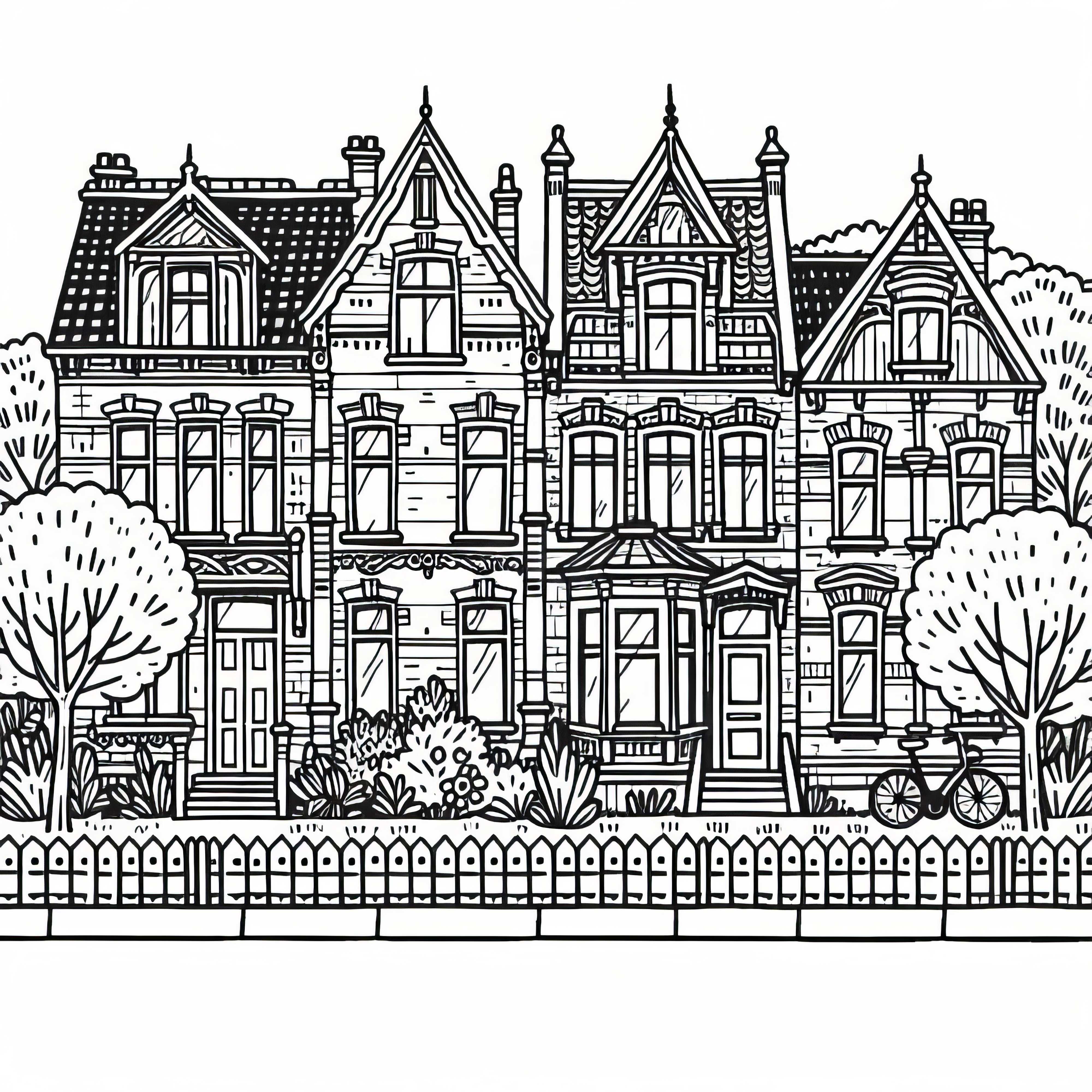 Row House Coloring Page Free Terraced house coloring page free