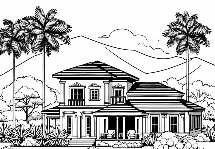 Villa Coloring Template Free – High-Quality Coloring Page for Download