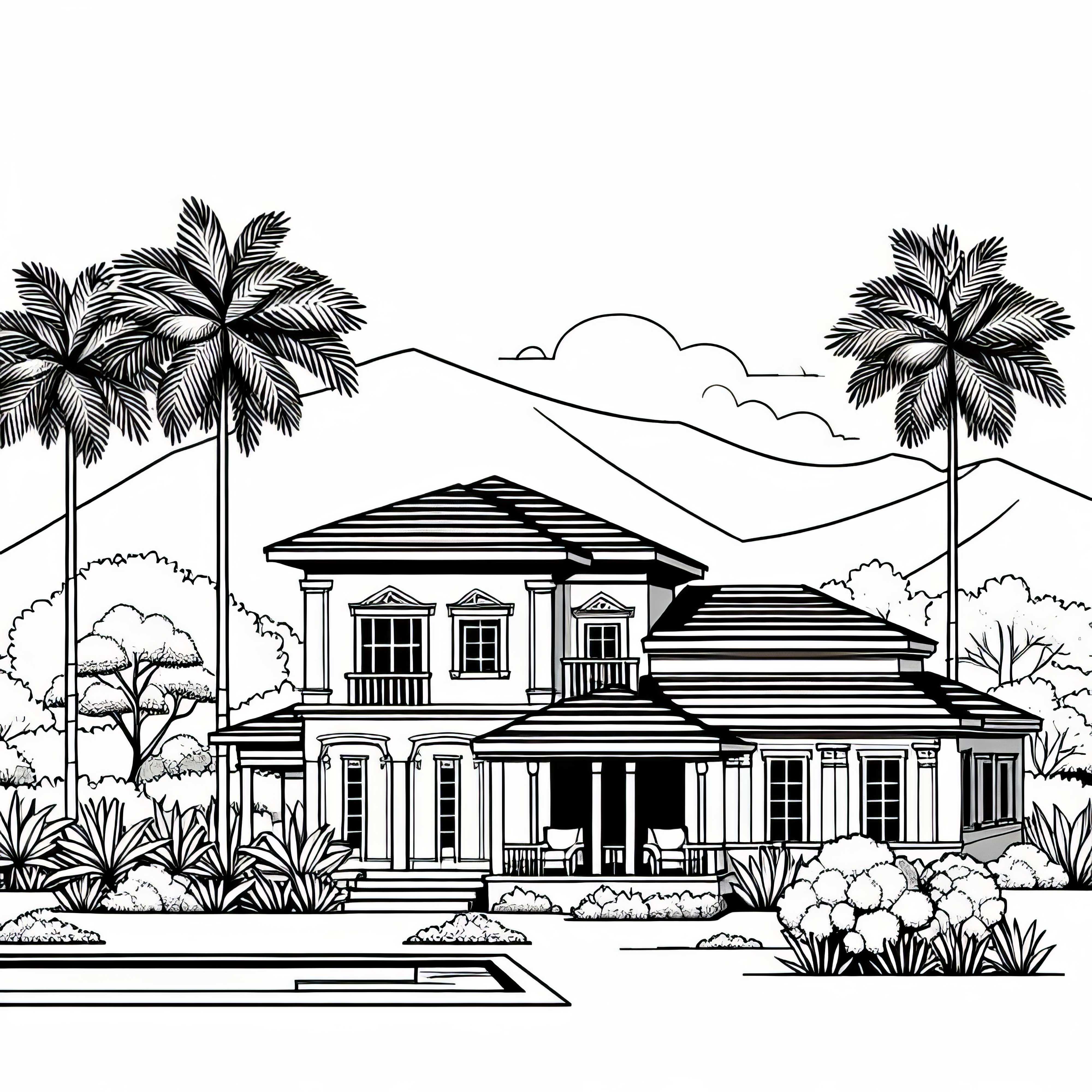 Free Villa Coloring Template - High-Quality Coloring Picture to Download
