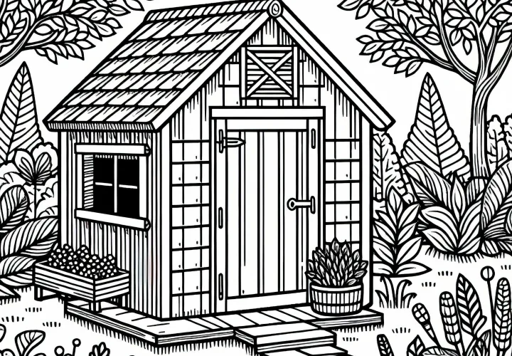 Шаблон раскраски садового домика бесплатно