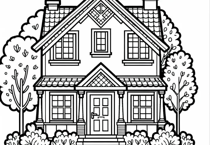Распечатка для раскрашивания однофамильного дома бесплатно