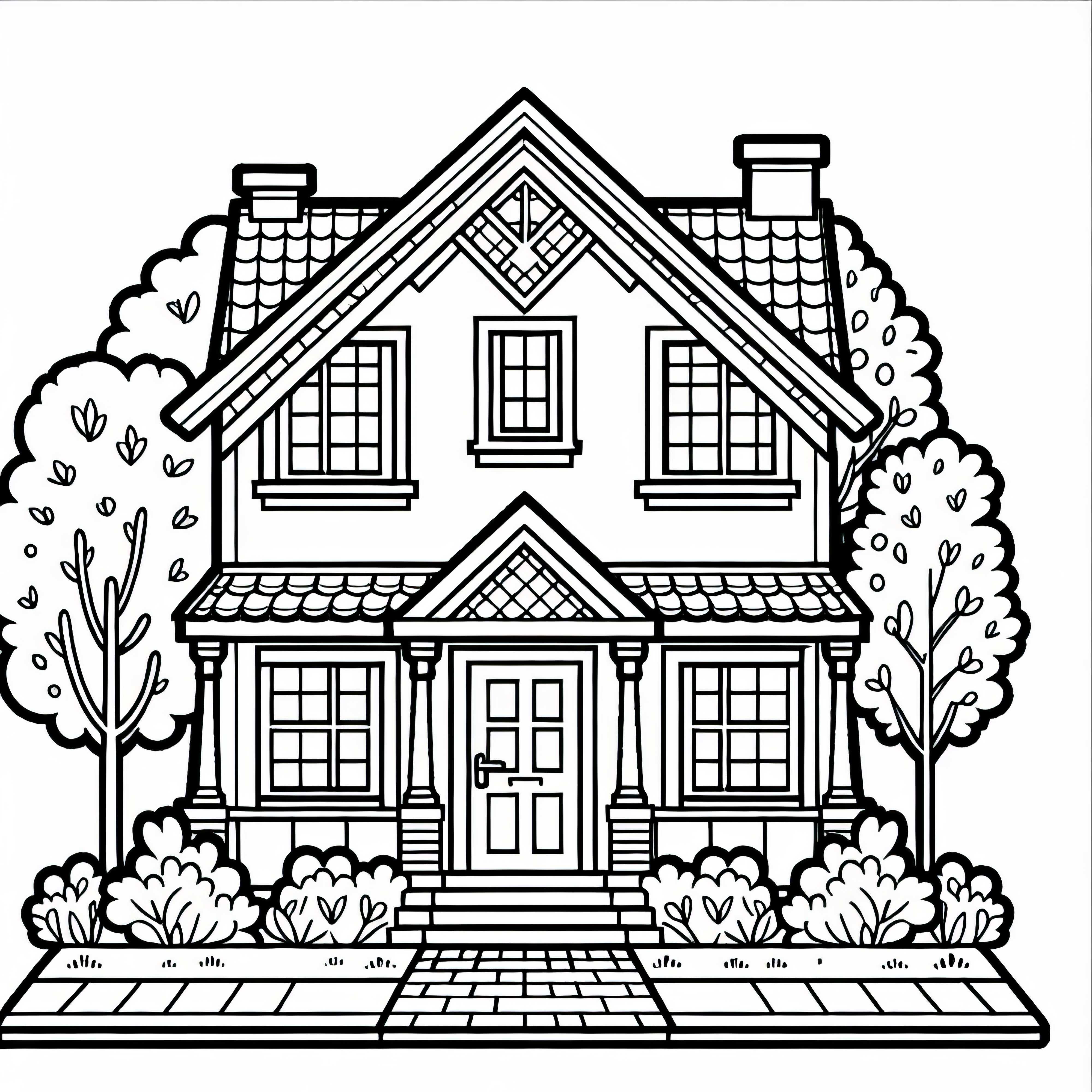 Free Coloring Page of a Single-Family House Free coloring page of a single-family house