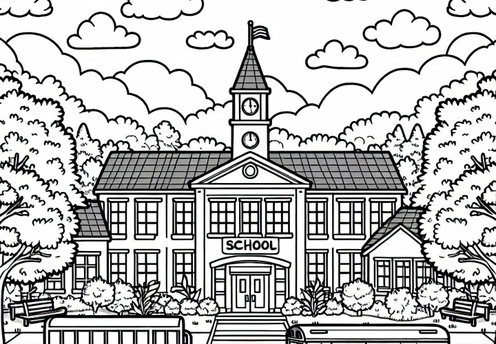 Desenho para colorir escola gratuito para download