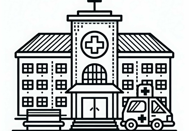 Desenho para colorir de hospital grátis