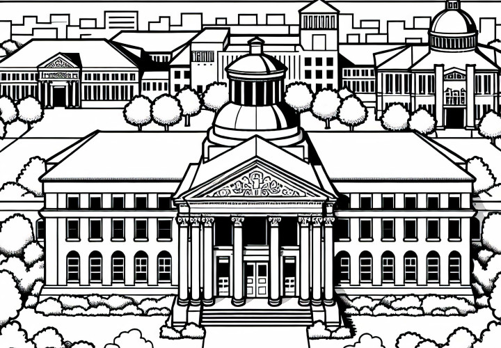 Desenho para colorir de uma universidade – Baixar gratuitamente