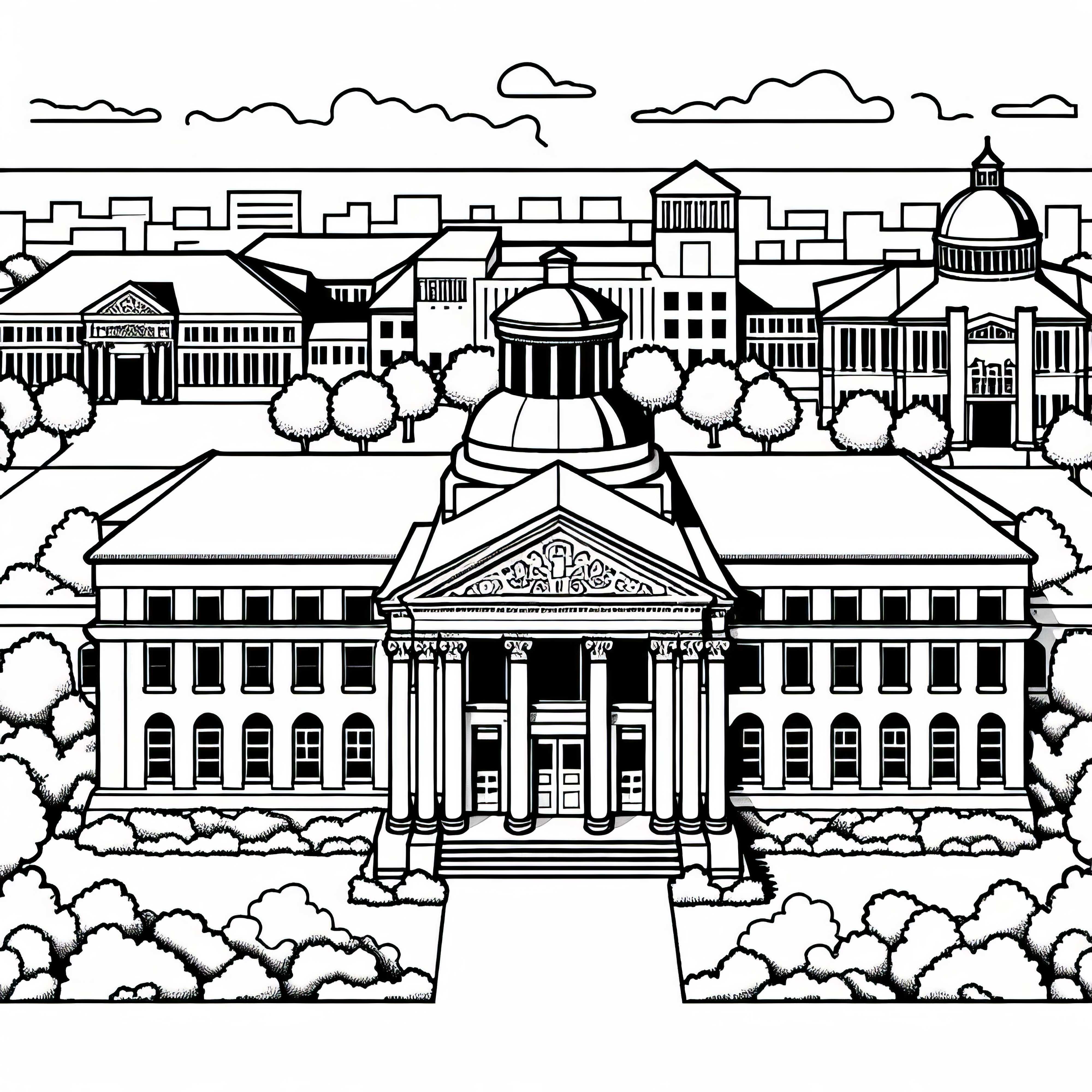 Imagem para colorir de uma universidade - Download gratuito