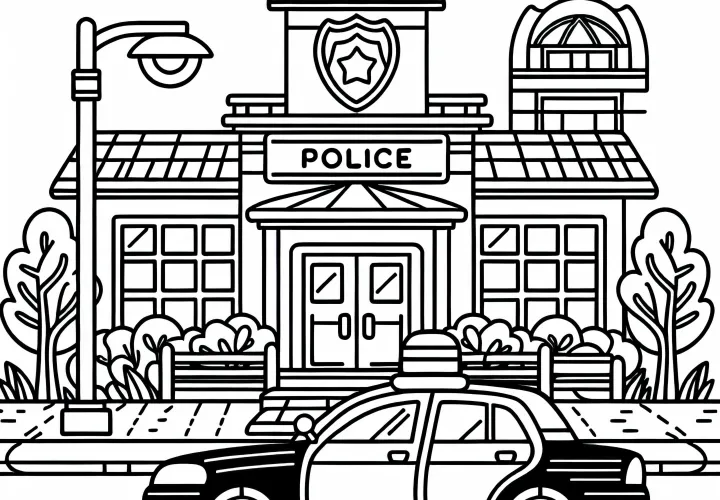 Бесплатная раскраска полицейского участка