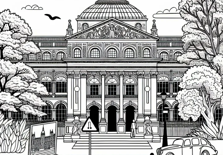 Раскраска музея – Бесплатная раскраска