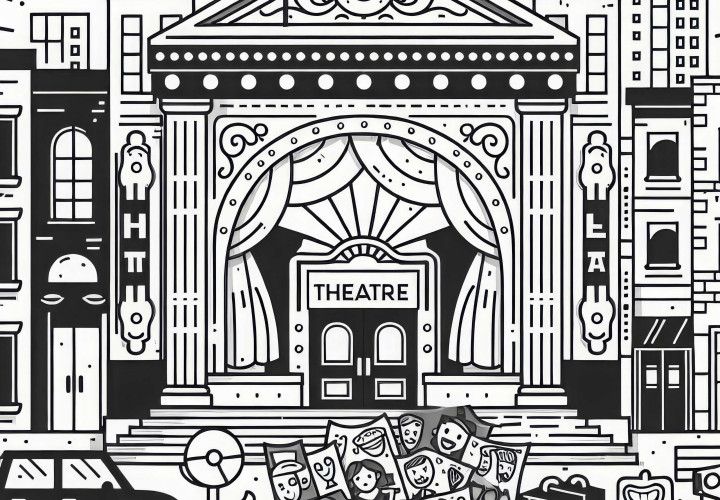 Desenho para colorir de teatro grátis