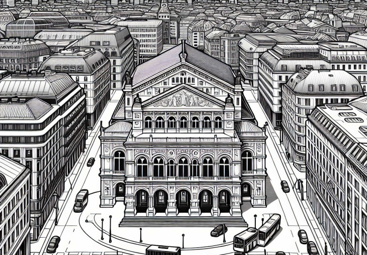 Desenho para colorir de casa de ópera grátis