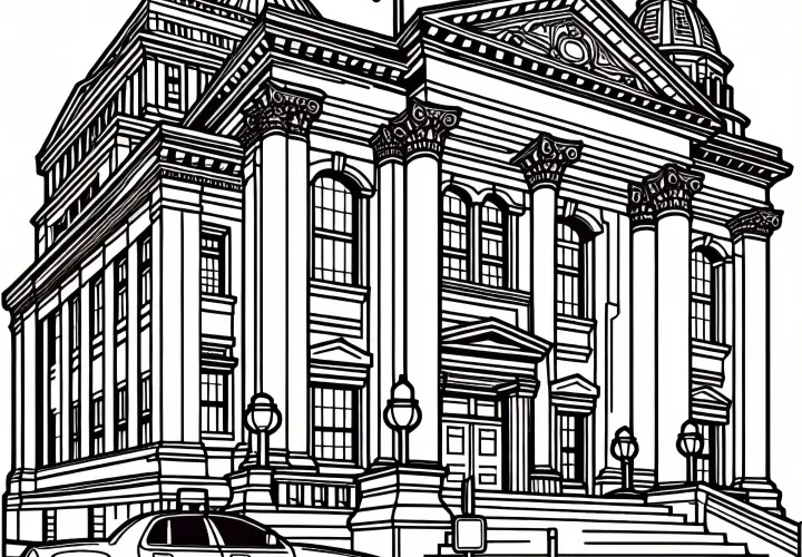 Раскраска зданий суда бесплатно
