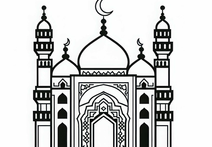 Бесплатно скачать и раскрашивать раскраску мечети онлайн