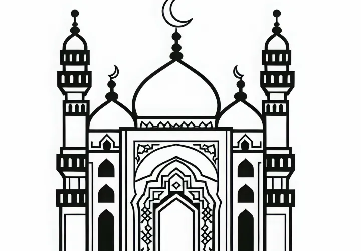 Бесплатно скачать и раскрашивать раскраску мечети онлайн