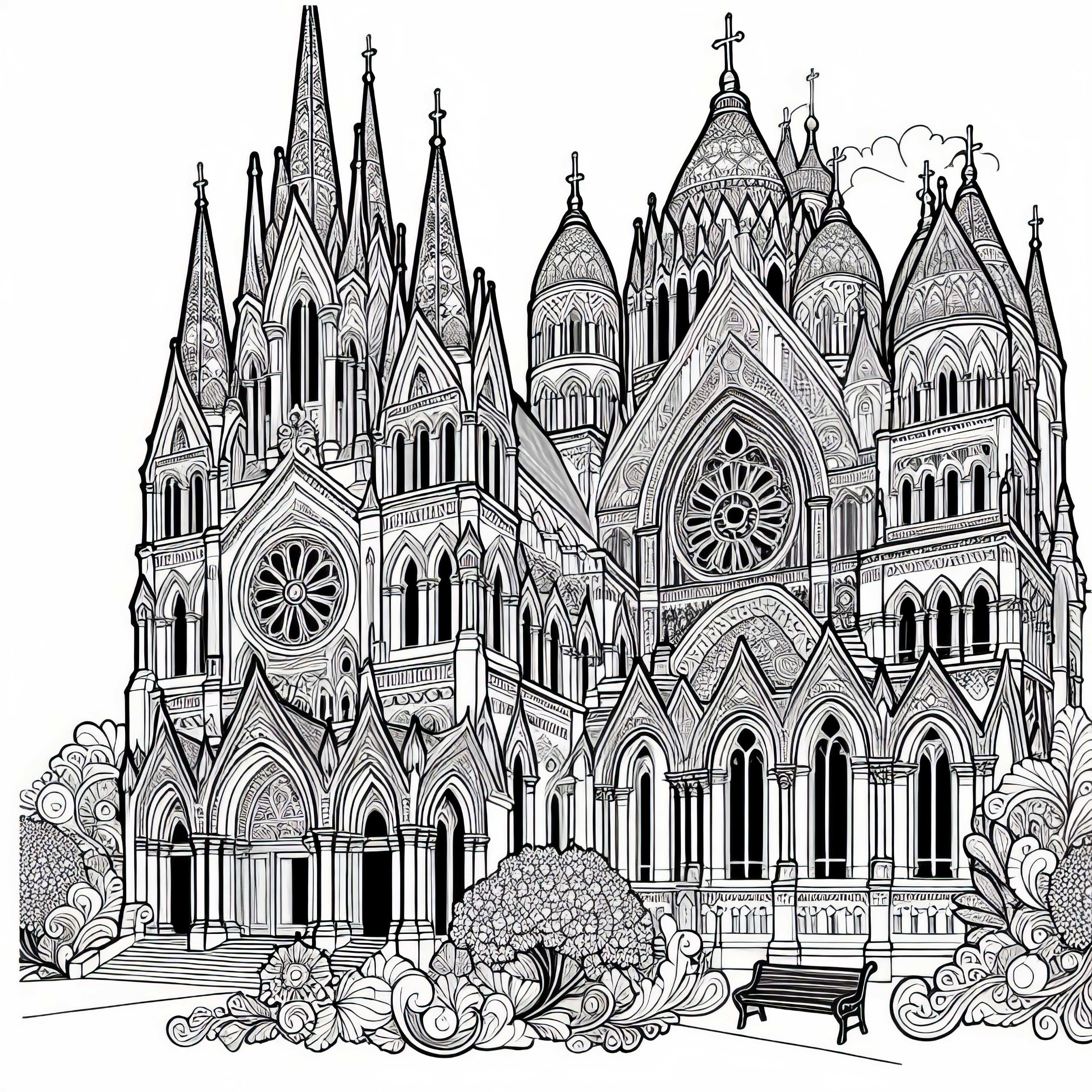Бесплатная раскраска катедрали Бесплатная раскраска собора