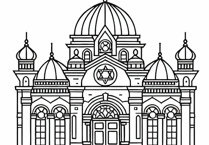 Раскраска синагоги в качестве бесплатного раскраски