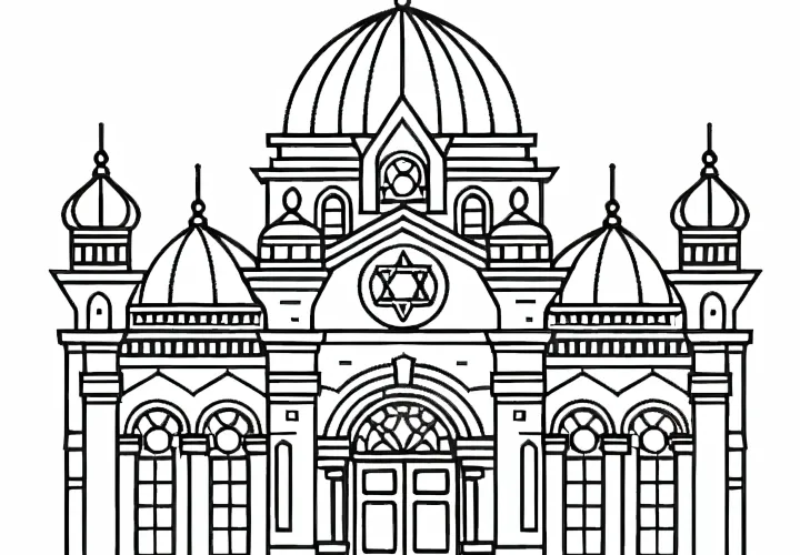 Раскраска синагоги в качестве бесплатного раскраски
