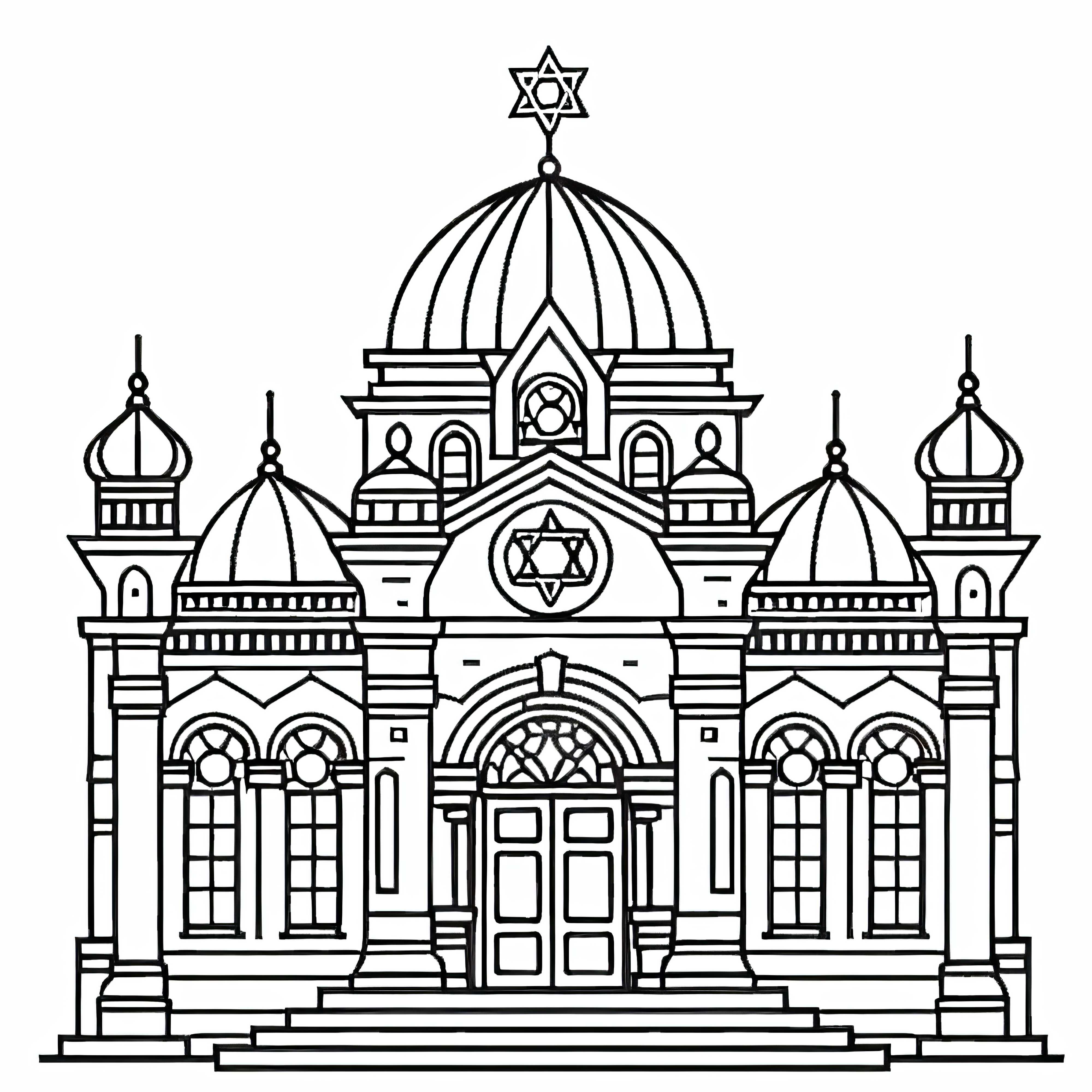 Раскраска с изображением синагоги бесплатно