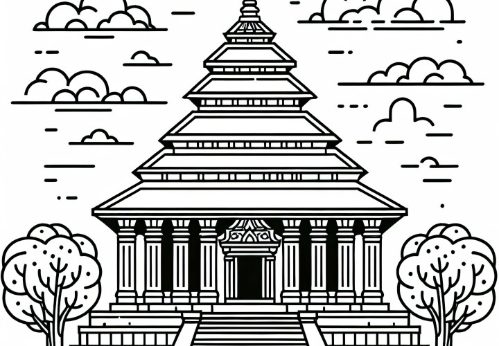 Шаблон раскраски храма бесплатно – высококачественная раскраска для тебя