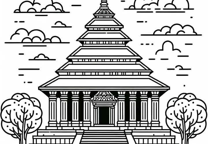 Шаблон раскраски храма бесплатно – высококачественная раскраска для тебя
