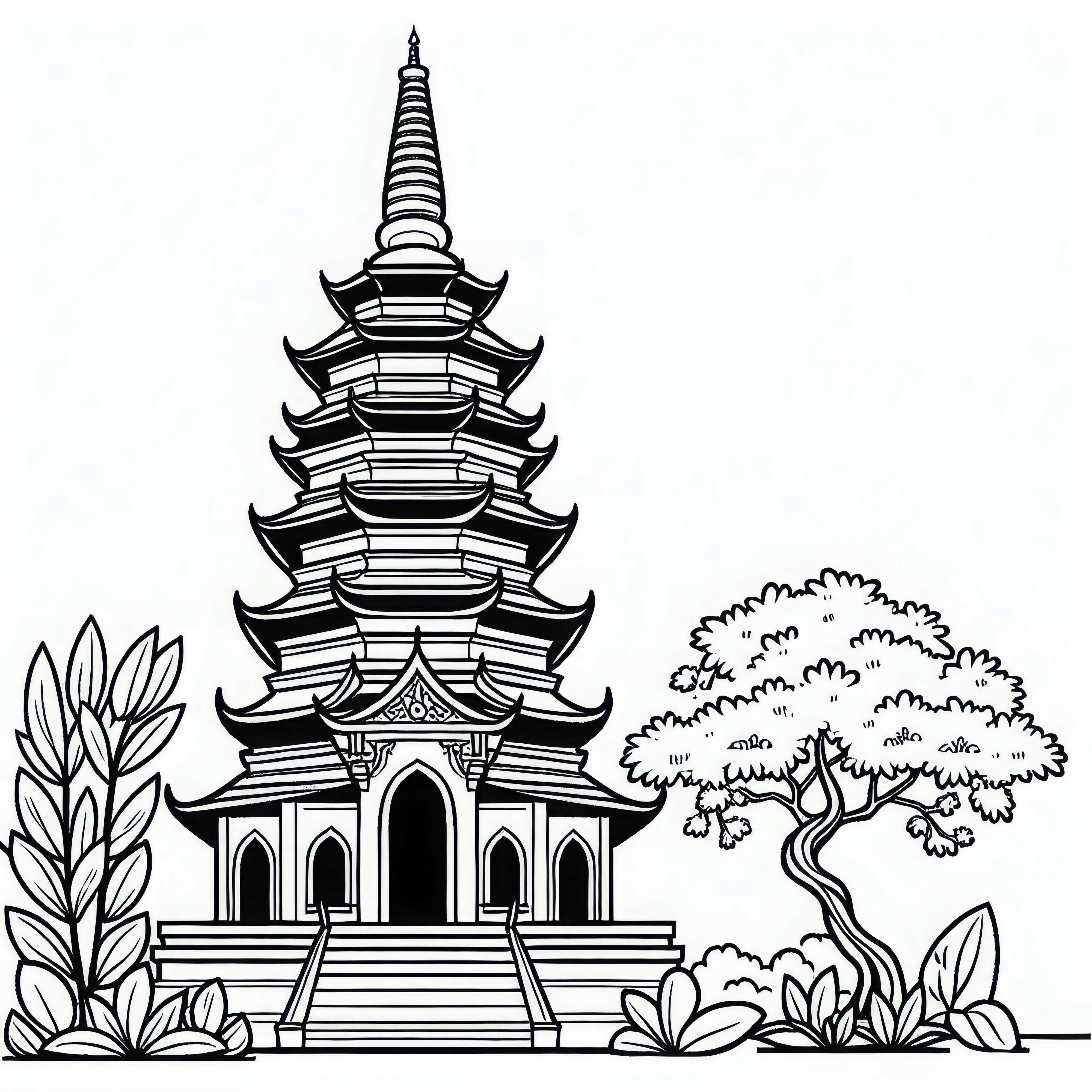 Рисунок для раскрашивания пагоды – Бесплатный шаблон для раскрашивания для распечатки
